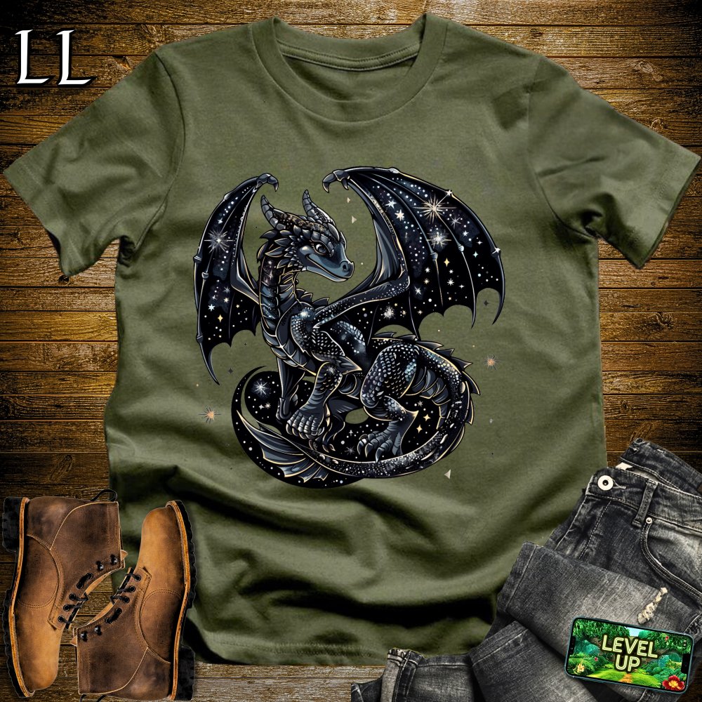 Starry Night Dragon Softstyle Tee - Military Green - LegacyLayers