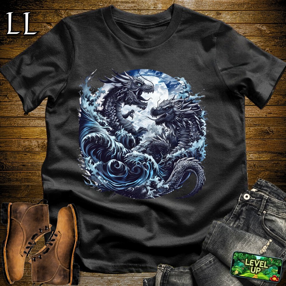 Stormy Seas Dragon Softstyle Tee - Black - LegacyLayers