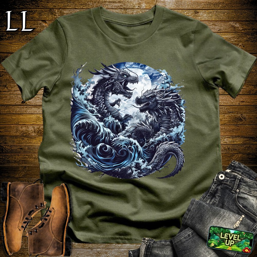 Stormy Seas Dragon Softstyle Tee - Military Green - LegacyLayers