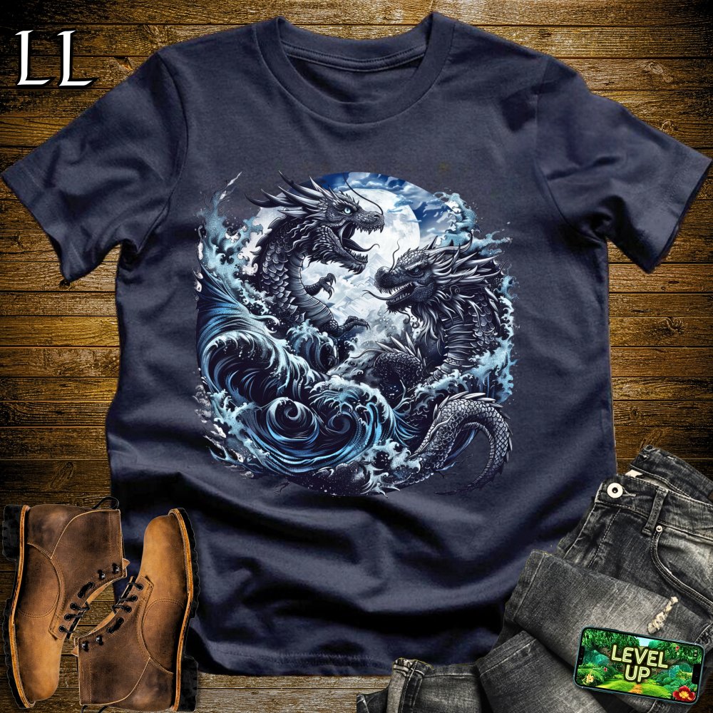 Stormy Seas Dragon Softstyle Tee - Navy - LegacyLayers