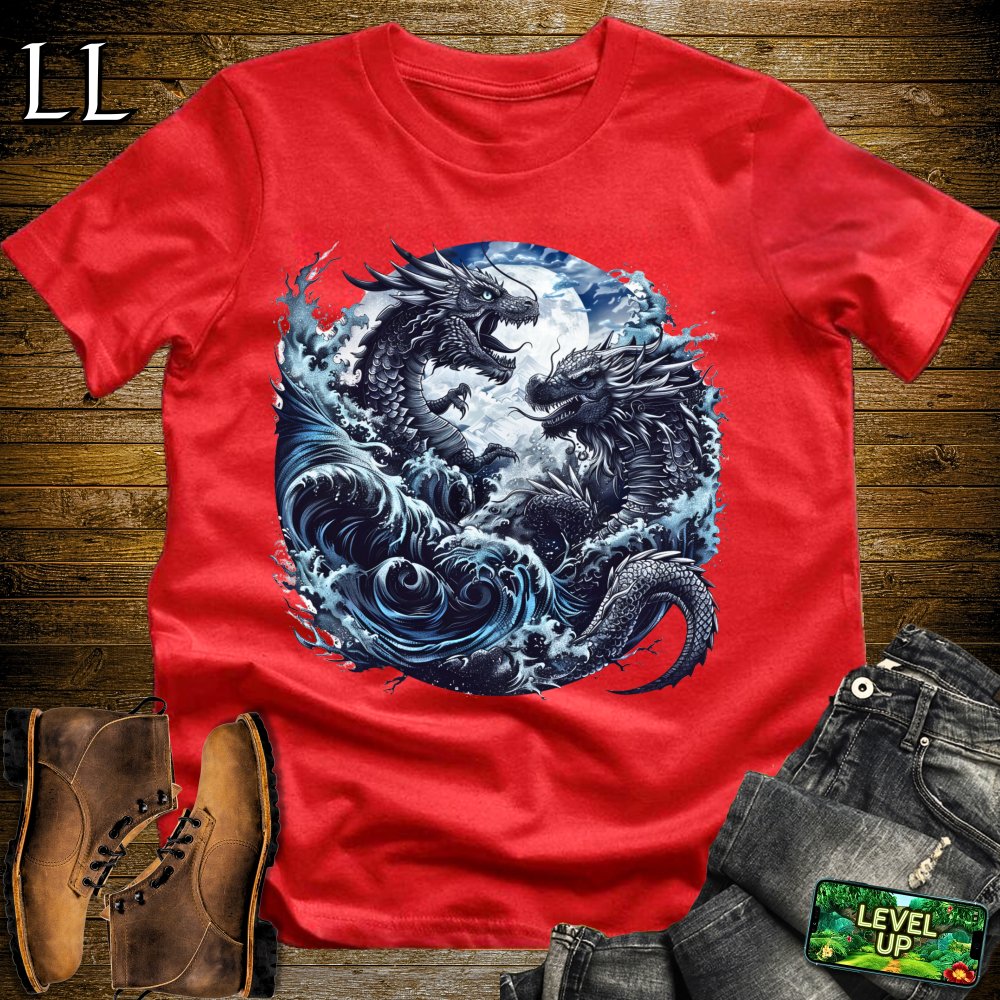 Stormy Seas Dragon Softstyle Tee - Red - LegacyLayers