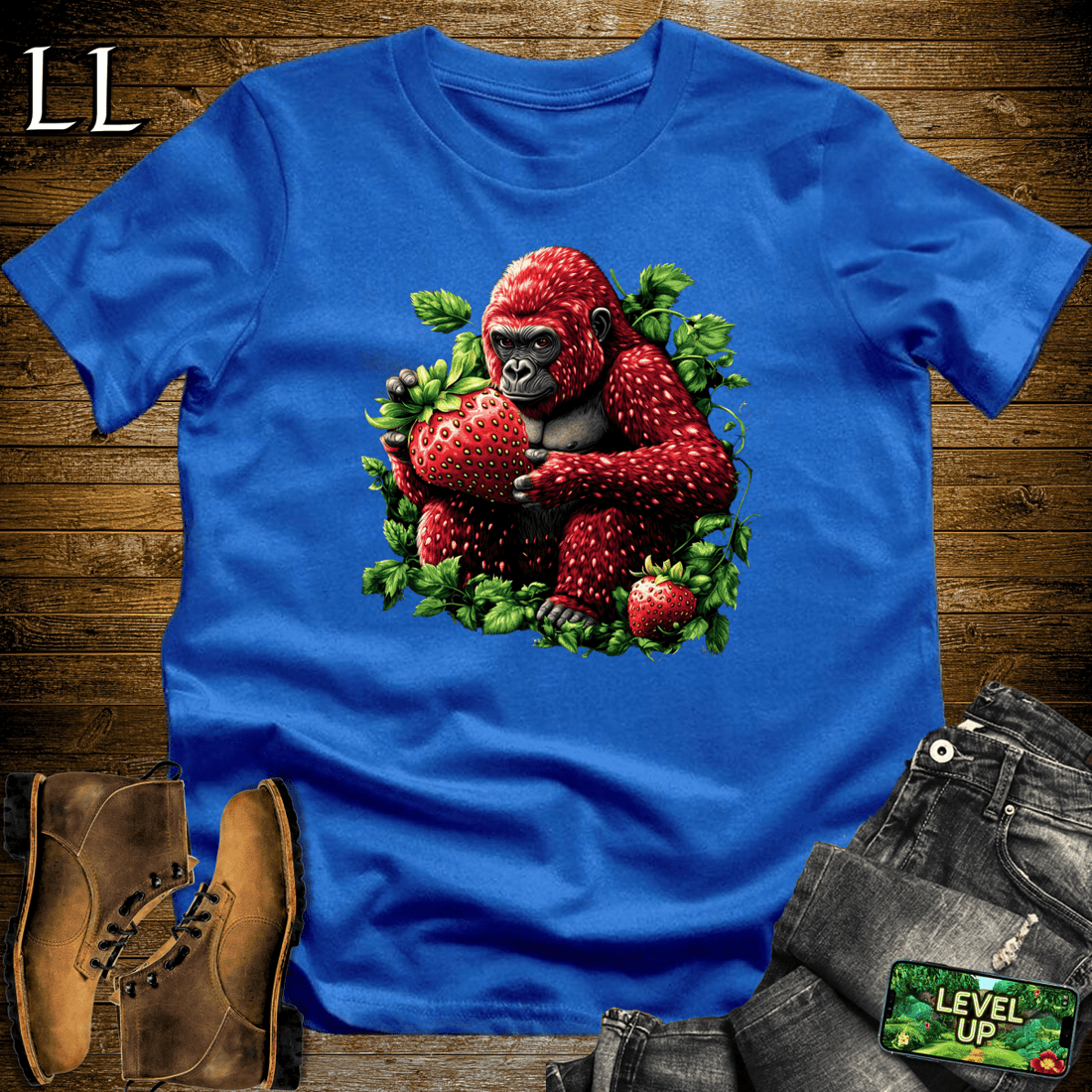 Strawberry Gorilla Softstyle Tee Royal | Fruit Beast Tee