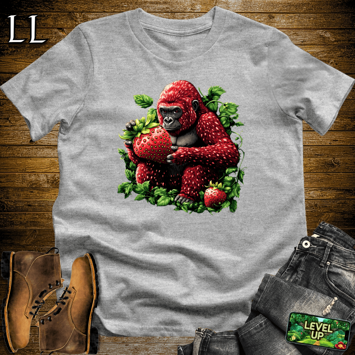 Strawberry Gorilla Softstyle Tee - Sport Grey - LegacyLayers