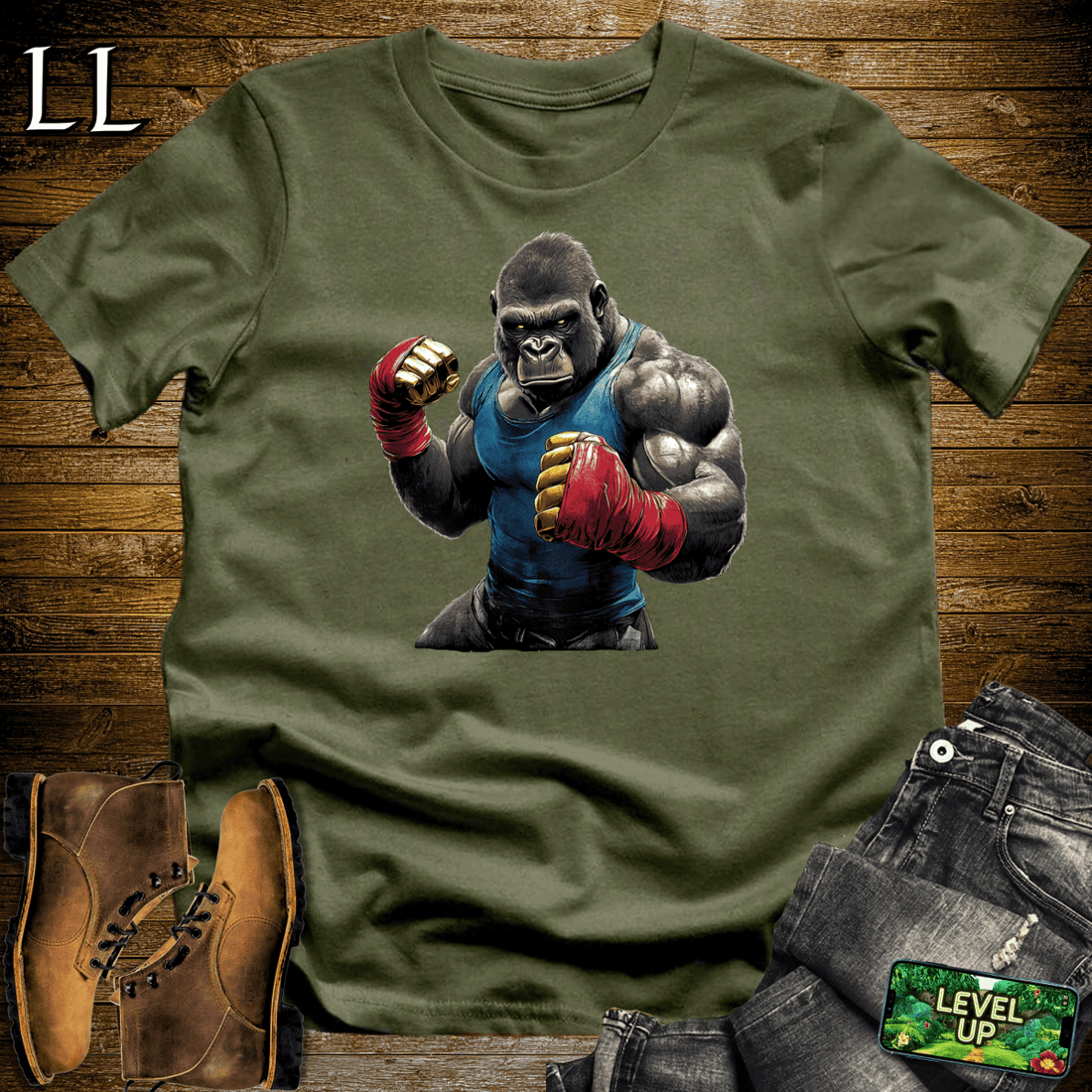 Street Fighter Gorilla Softstyle Tee Military Green | Boss Tee