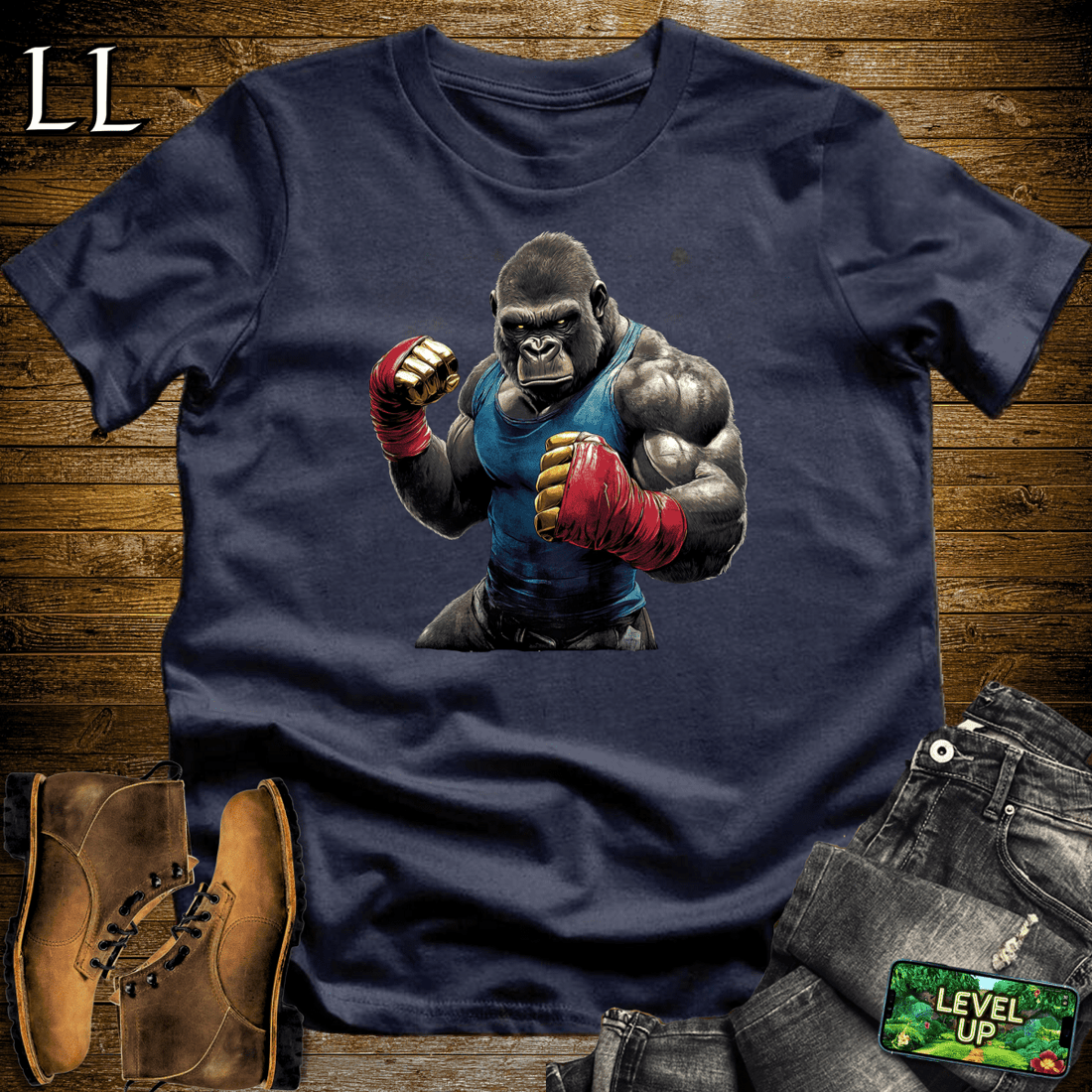 Street Fighter Gorilla Softstyle Tee Navy | Boss Tee