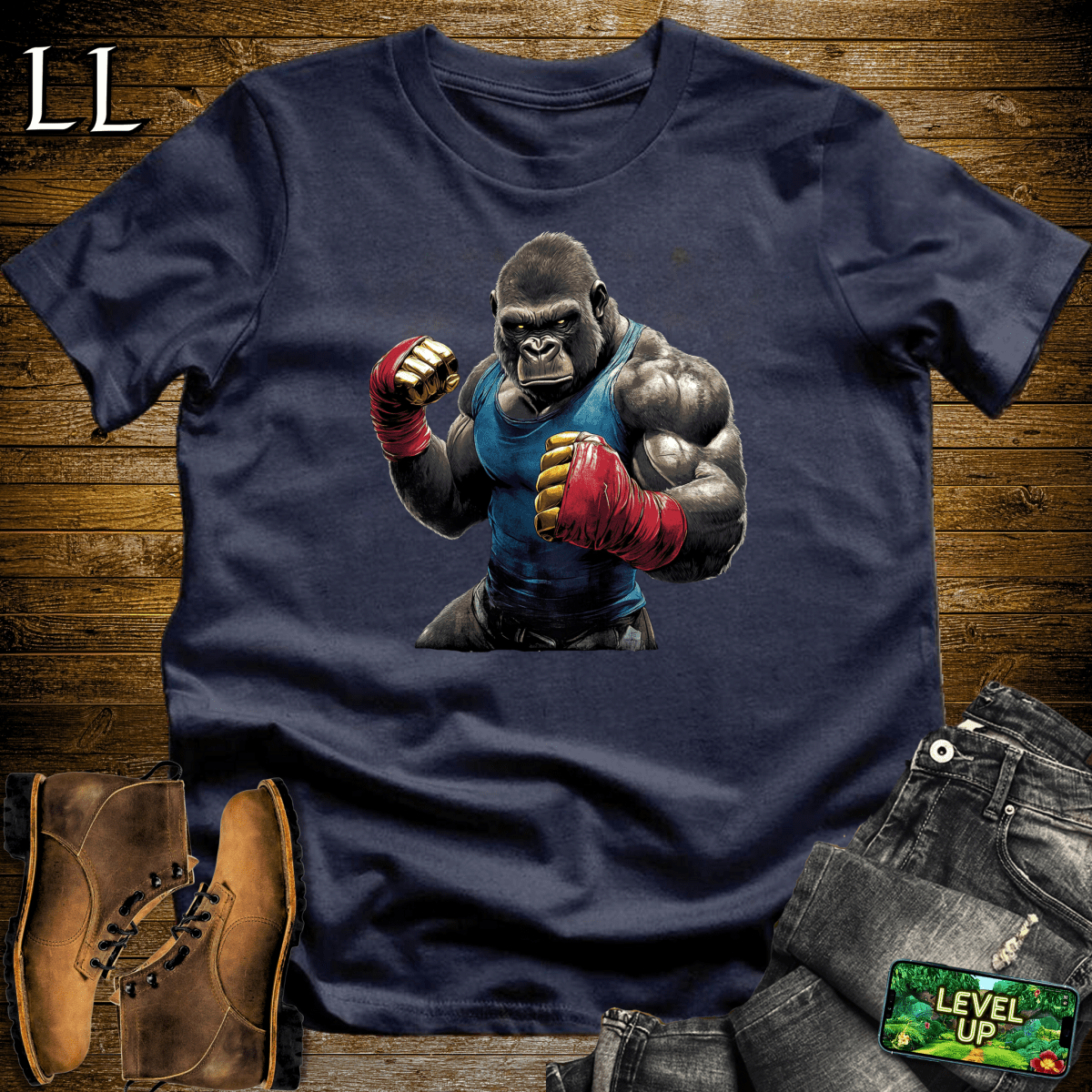 Street Fighter Gorilla Softstyle Tee - Navy - LegacyLayers