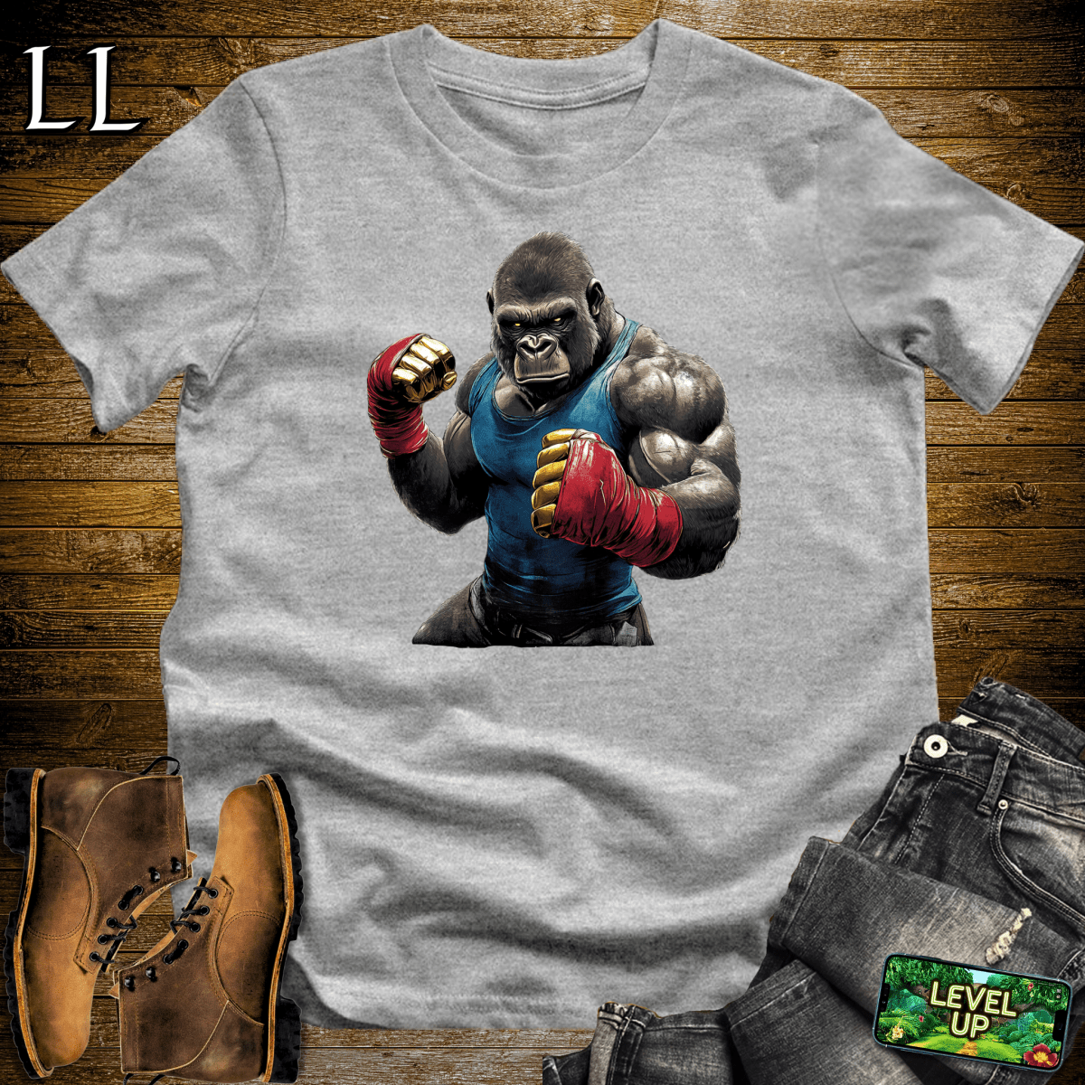 Street Fighter Gorilla Softstyle Tee - Sport Grey - LegacyLayers