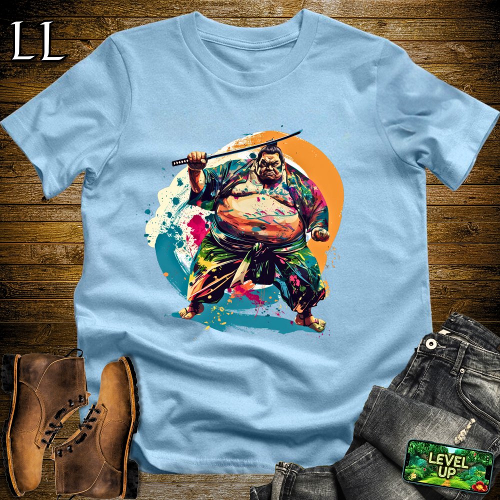 Sumo Wrestler Samurai Softstyle Tee - Light Blue - LegacyLayers