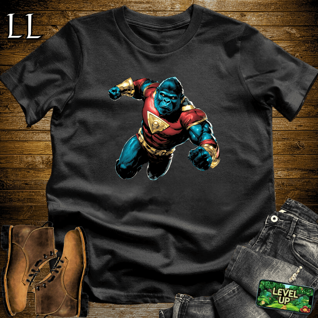 SuperHero Gorilla Softstyle Tee Black | Mighty Tee