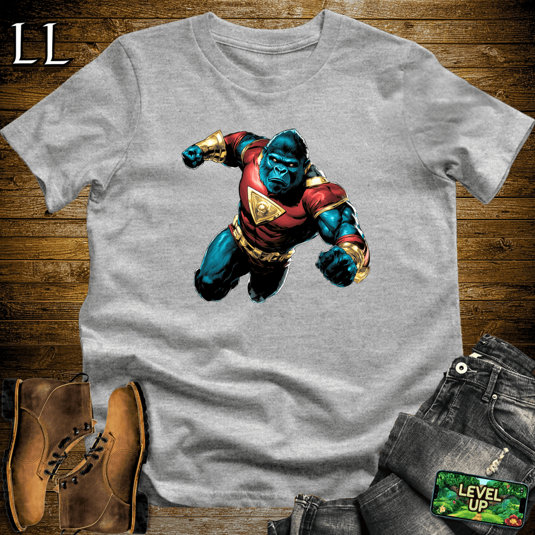 SuperHero Gorilla Softstyle Tee Sport Grey | Mighty Tee