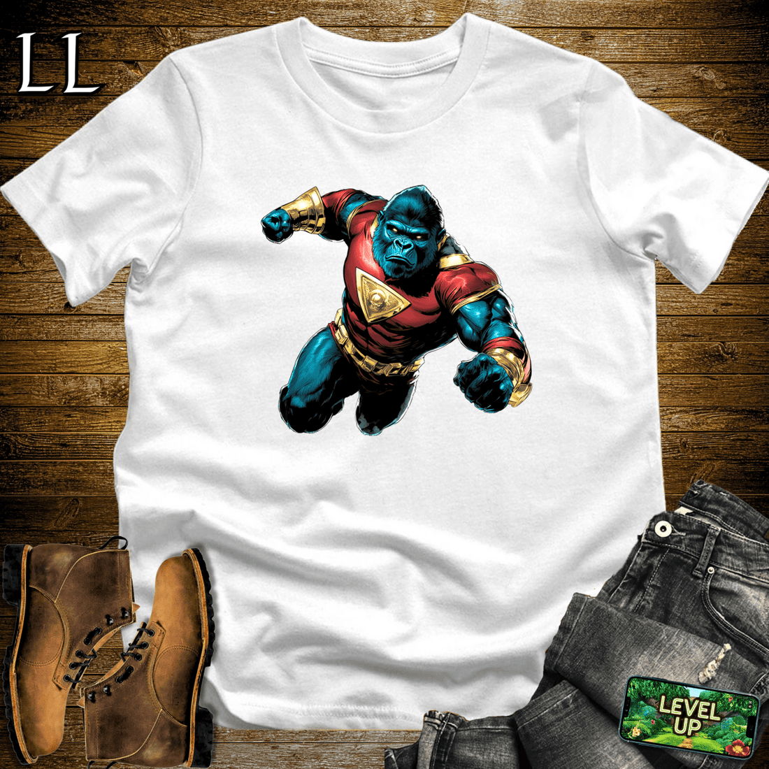 SuperHero Gorilla Softstyle Tee White | Mighty Tee