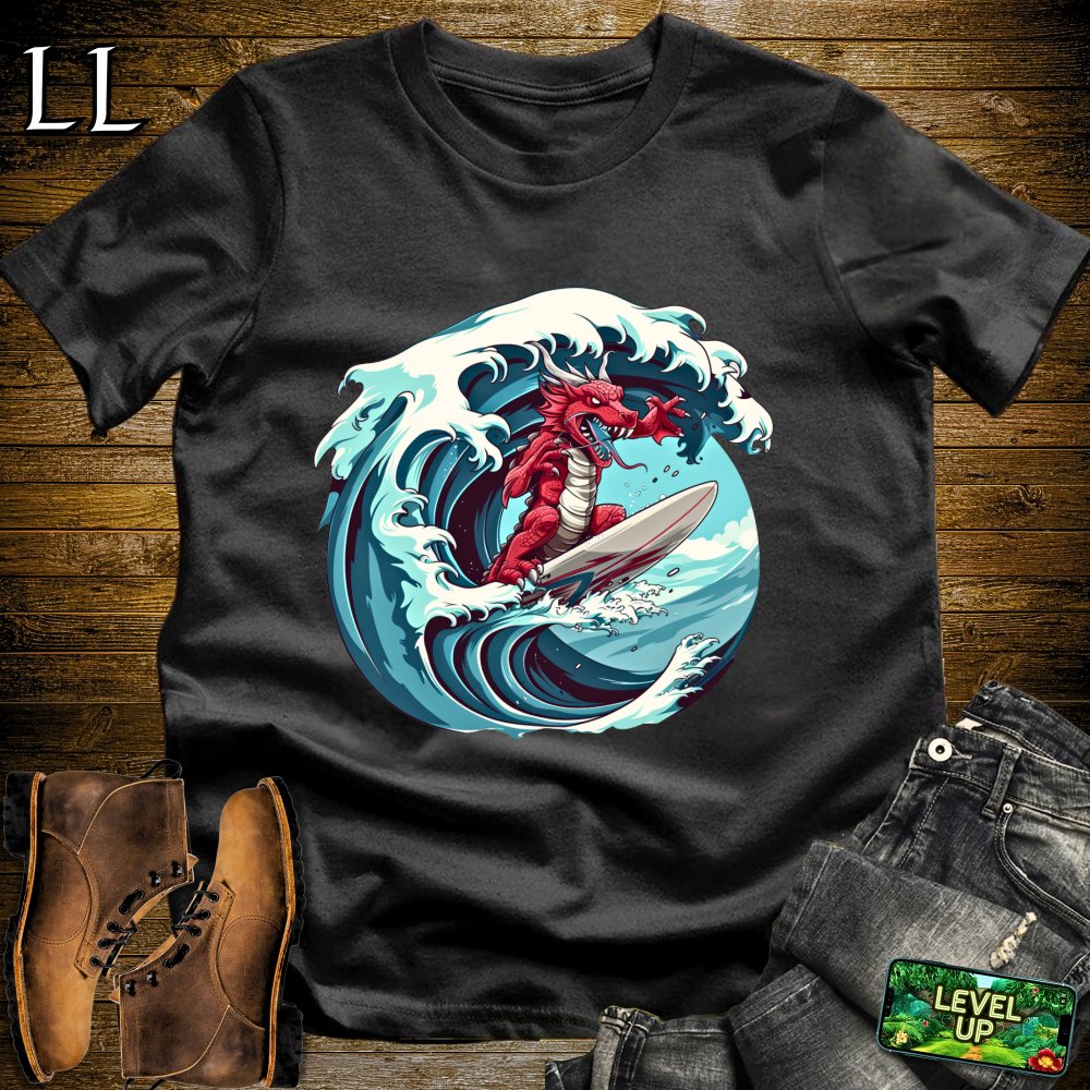 Surfer Dragon Softstyle Tee - Black - LegacyLayers