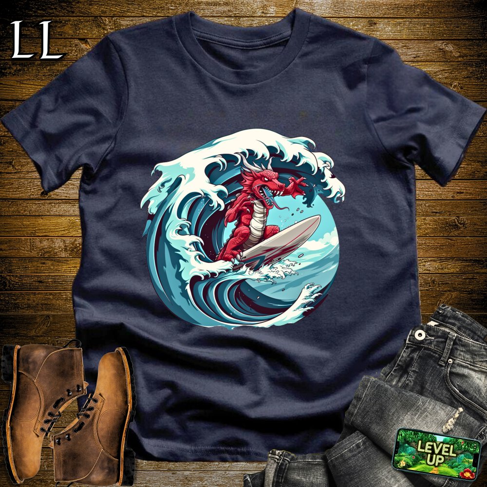 Surfer Dragon Softstyle Tee - Navy - LegacyLayers