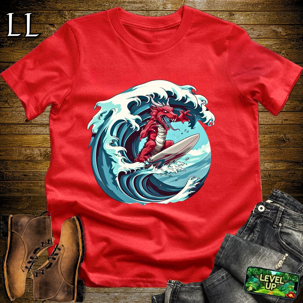 Surfer Dragon Softstyle Tee - Red - LegacyLayers