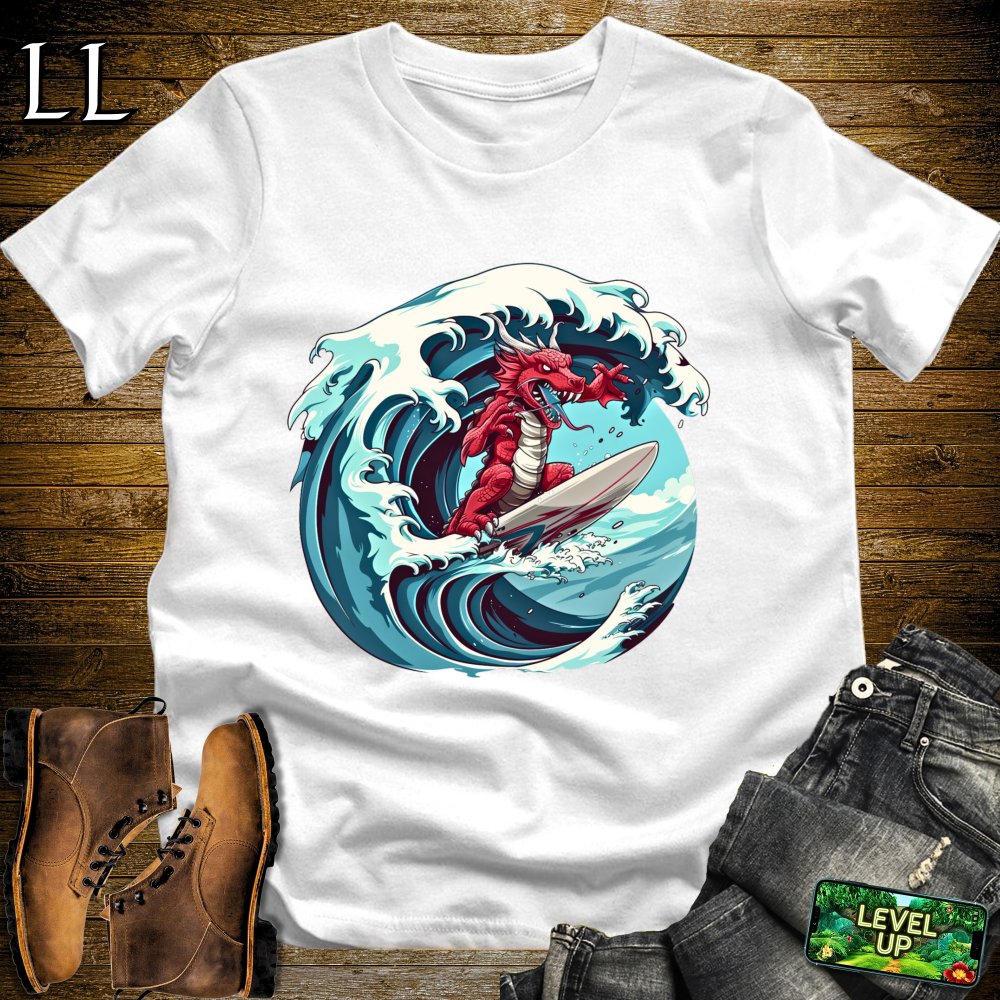 Surfer Dragon Softstyle Tee - White - LegacyLayers