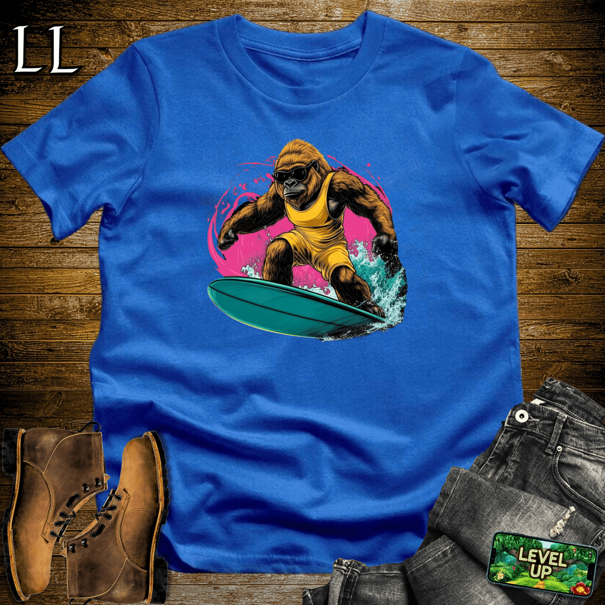 Surfing Gorilla Softstyle Tee - Royal - LegacyLayers