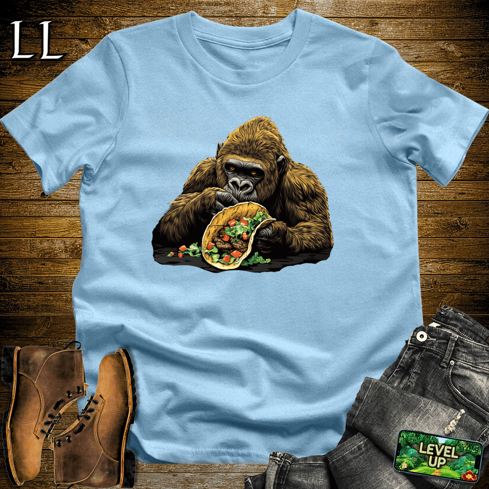 Taco Time Gorilla Light Blue | Funny Mexican Food Shirt