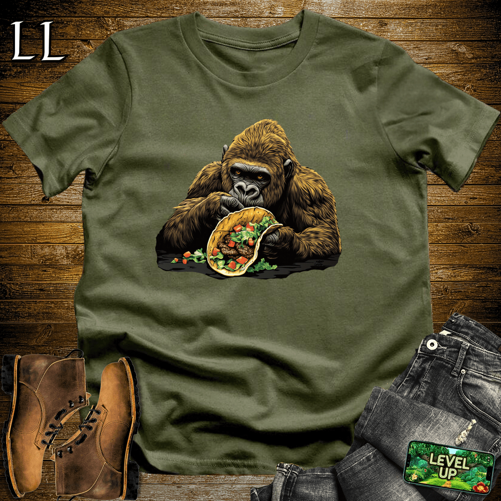 Taco Time Gorilla Military Green | Funny Mexican Food Shirt