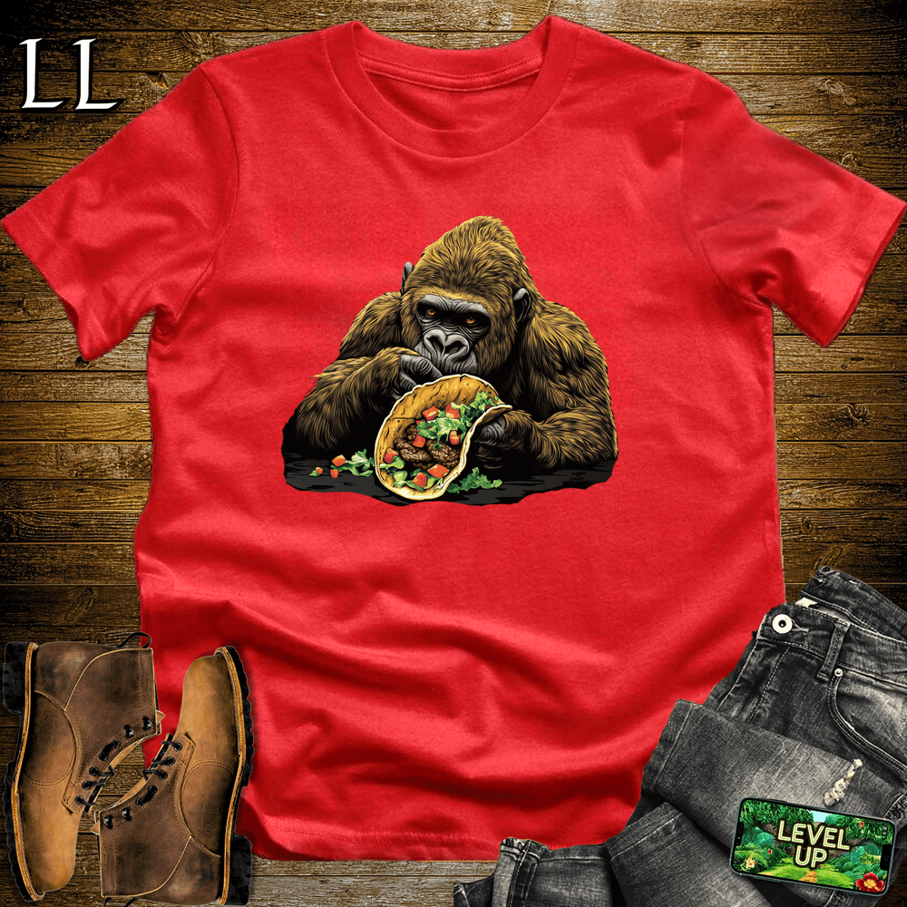 Taco Time Gorilla Red | Funny Mexican Food Shirt