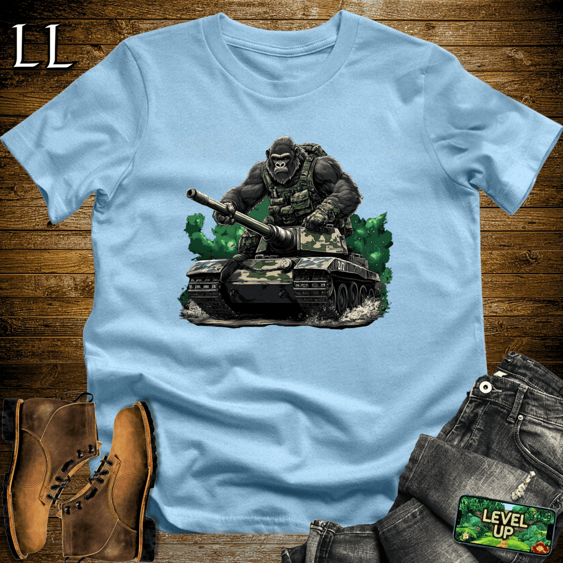 Tank Gorilla Softstyle Tee Light Blue | Army Beast Tee