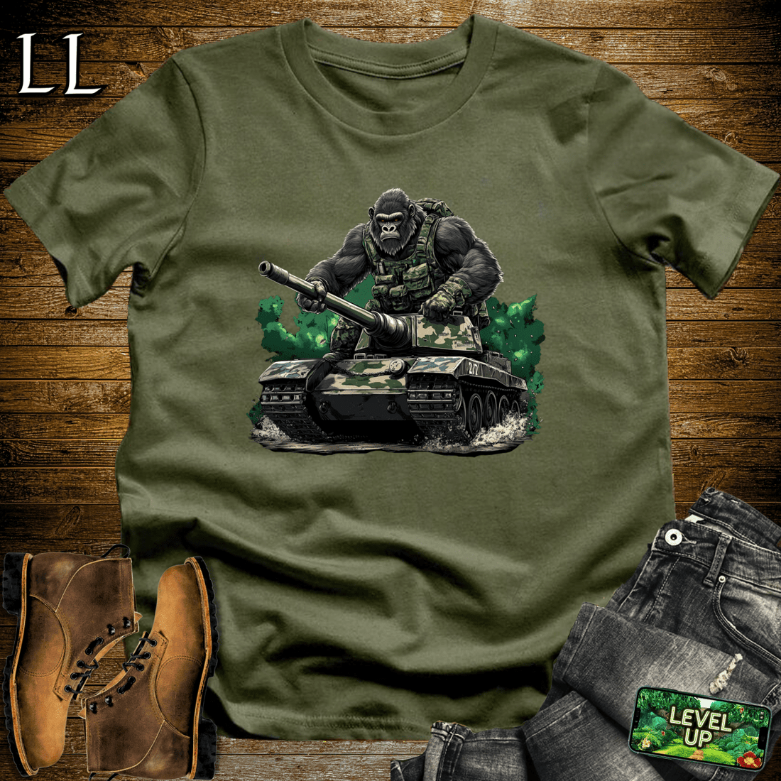Tank Gorilla Softstyle Tee Military Green | Army Beast Tee
