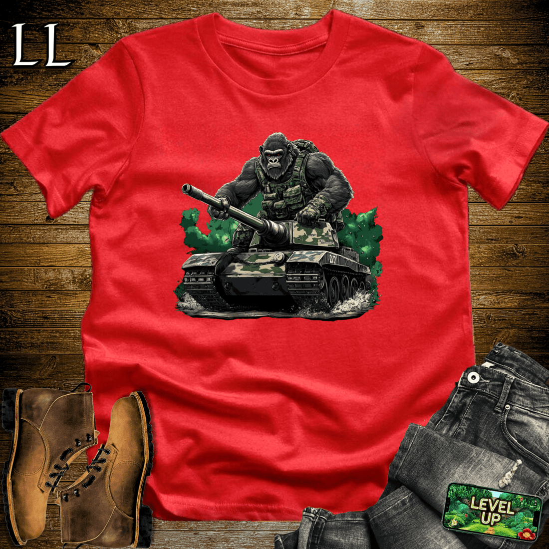 Tank Gorilla Softstyle Tee Red | Army Beast Tee