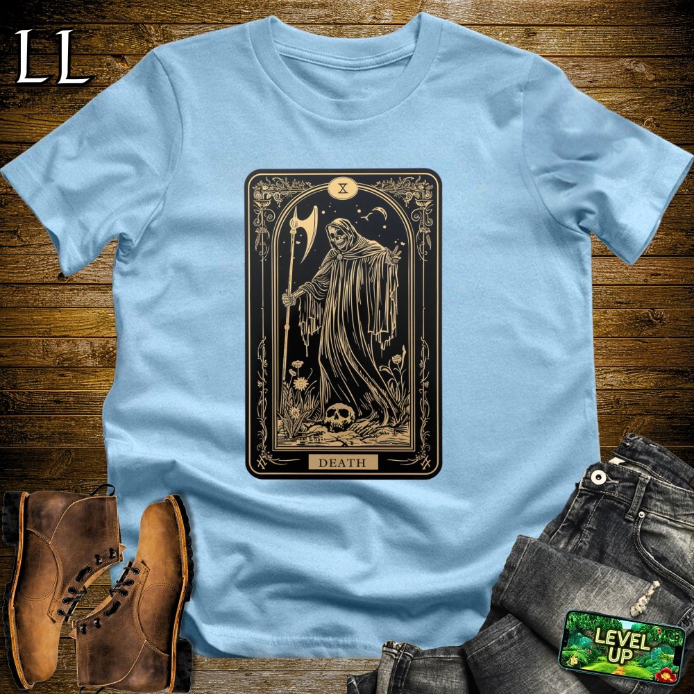 Tarot Card Grim Reaper Softstyle Tee - Light Blue - LegacyLayers