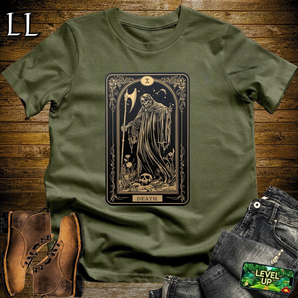 Tarot Card Grim Reaper Softstyle Tee - Military Green - LegacyLayers