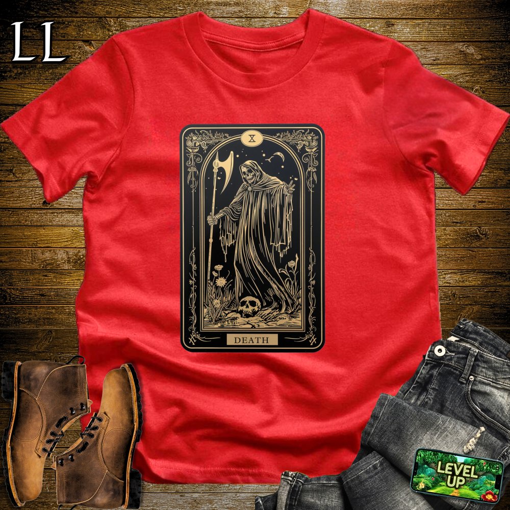 Tarot Card Grim Reaper Softstyle Tee - Red - LegacyLayers