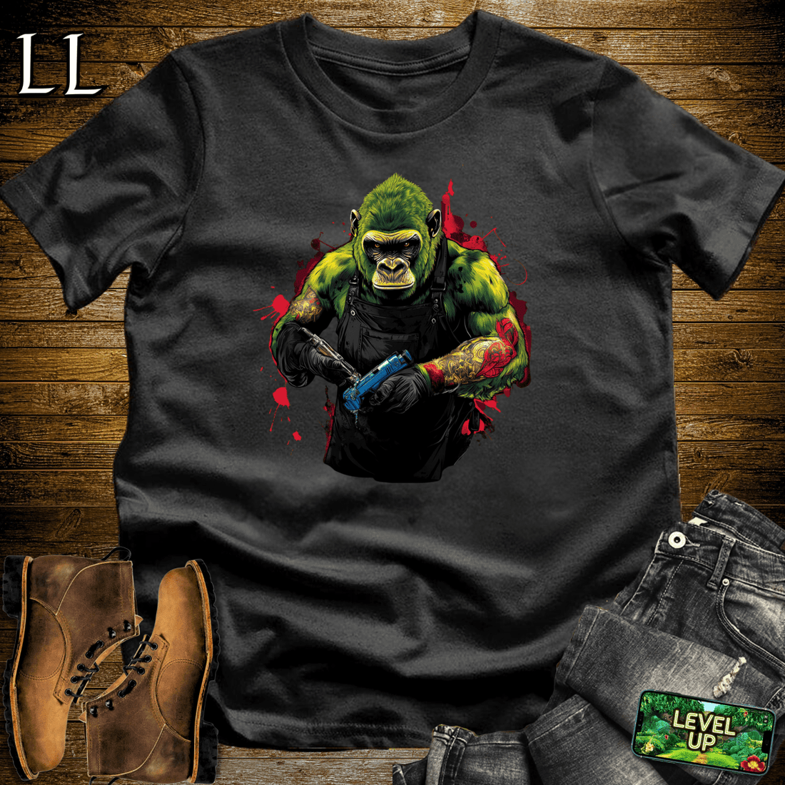 Tattoo Gorilla Softstyle Tee Black | Ink Beast Tee