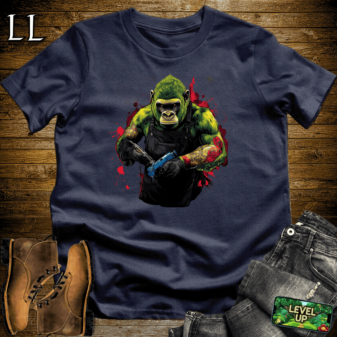 Tattoo Gorilla Softstyle Tee Navy | Ink Beast Tee