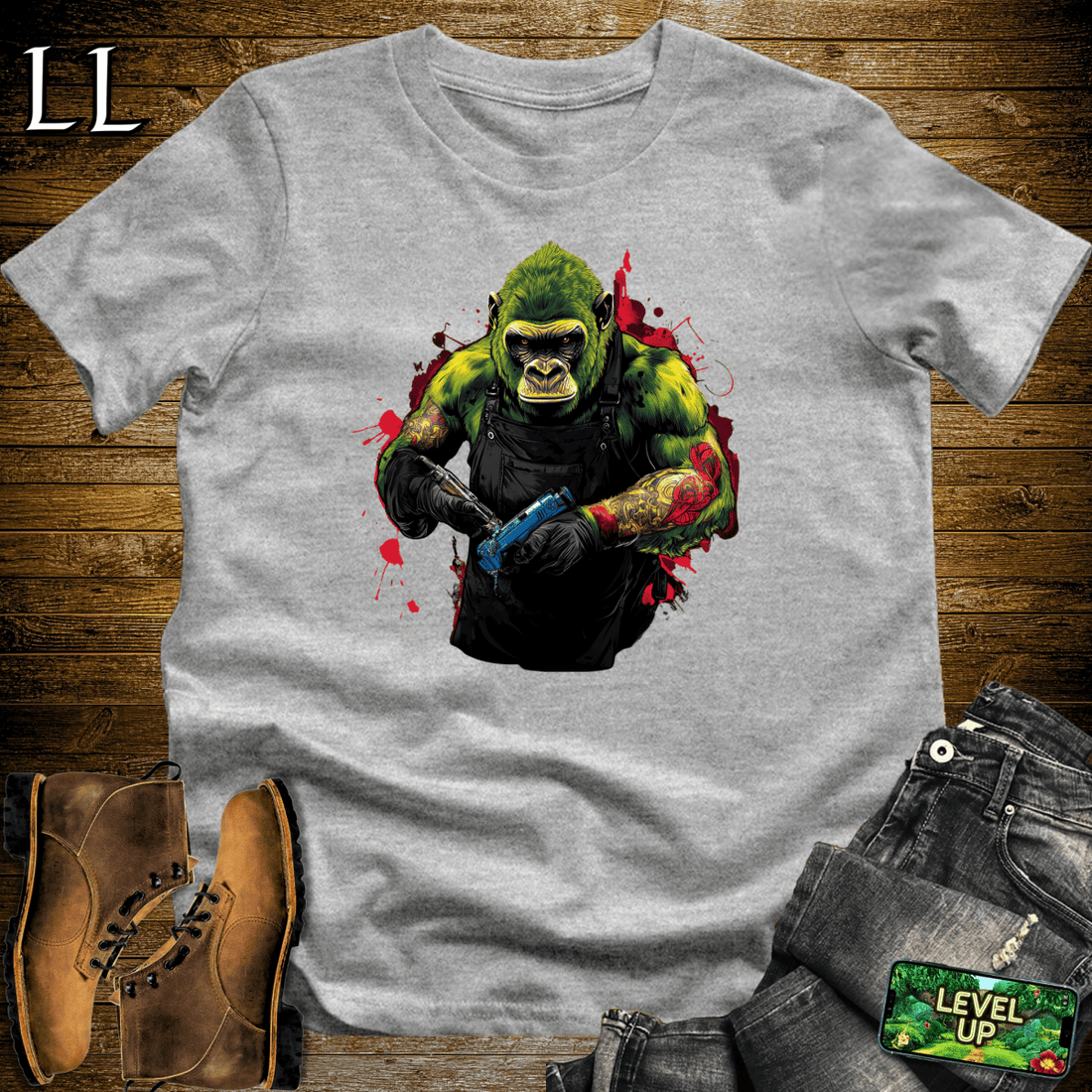 Tattoo Gorilla Softstyle Tee Sport Grey | Ink Beast Tee