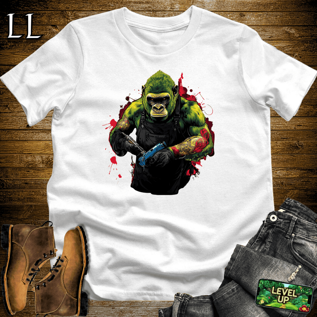 Tattoo Gorilla Softstyle Tee White | Ink Beast Tee
