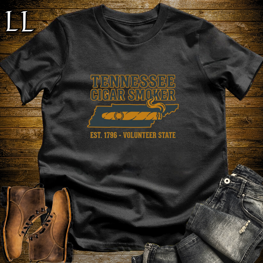 Tennessee Cigar Smoker T-Shirt Black | Tennessee Cigar Lover Gift Tee
