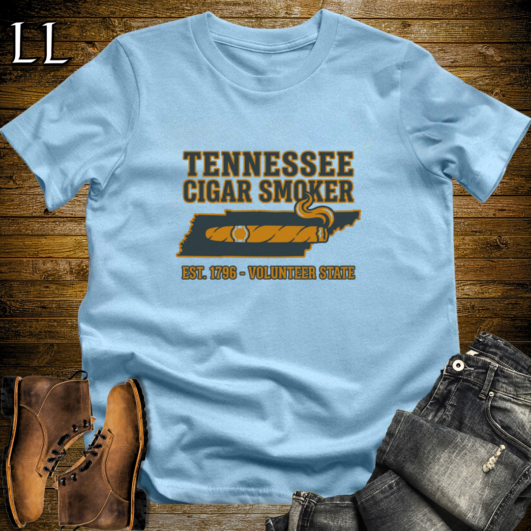 Tennessee Cigar Smoker T-Shirt Light Blue | Tennessee Cigar Lover Gift Tee