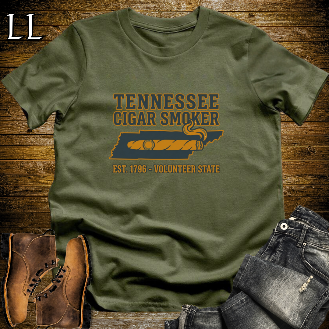 Tennessee Cigar Smoker T-Shirt Military Green | Tennessee Cigar Lover Gift Tee