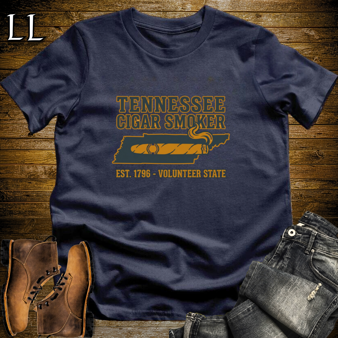 Tennessee Cigar Smoker T-Shirt Navy | Tennessee Cigar Lover Gift Tee