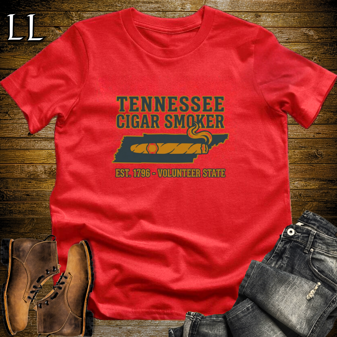Tennessee Cigar Smoker T-Shirt Red | Tennessee Cigar Lover Gift Tee