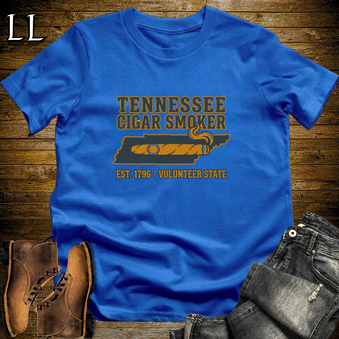 Tennessee Cigar Smoker T-Shirt Royal Blue | Tennessee Cigar Lover Gift Tee