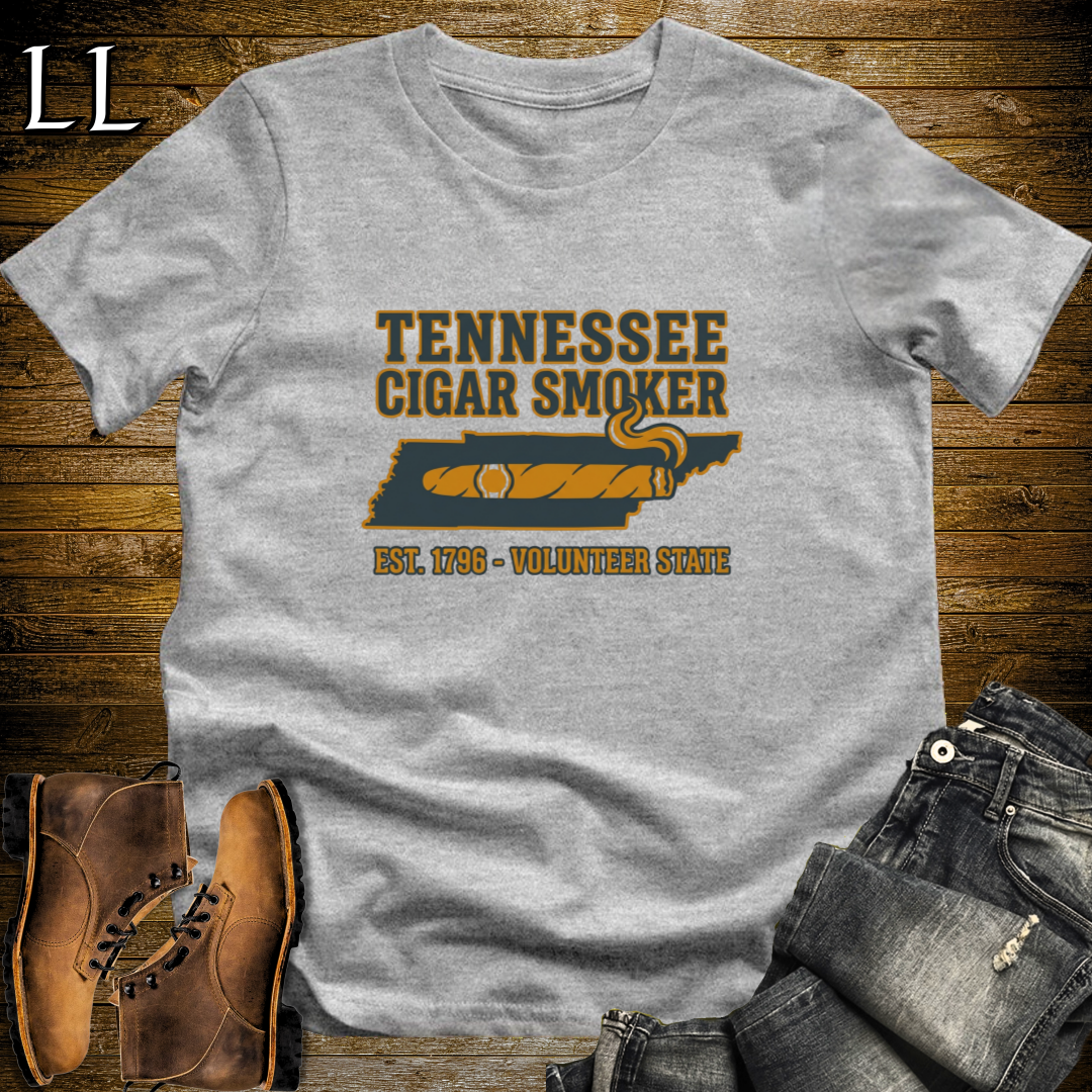Tennessee Cigar Smoker T-Shirt Sport Grey | Tennessee Cigar Lover Gift Tee