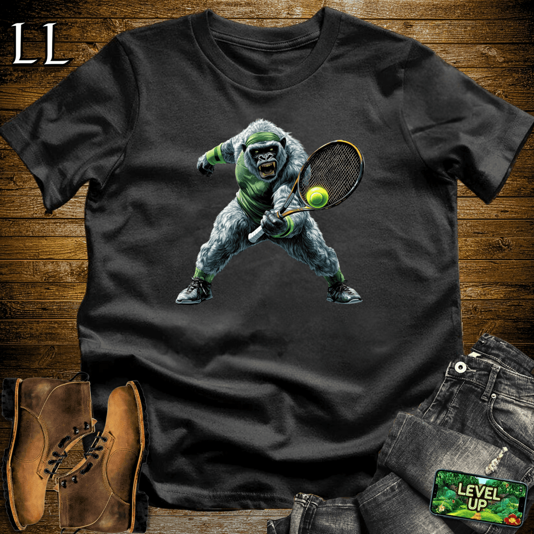 Tennis Gorilla Softstyle Tee Black | Court King Tee