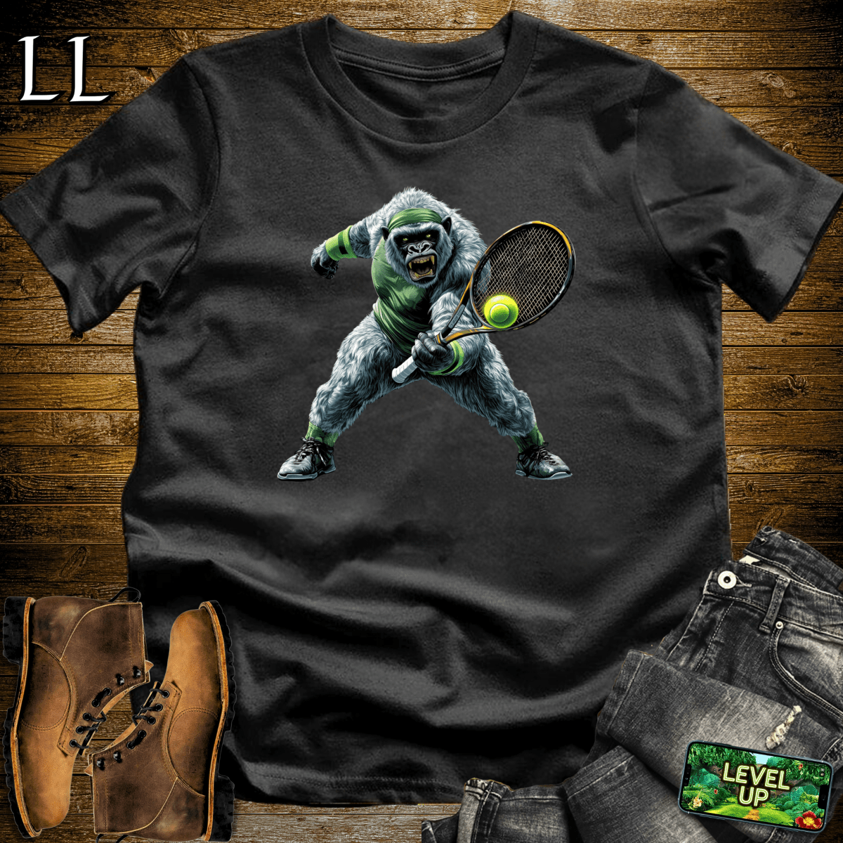 Tennis Gorilla Softstyle Tee - Black - LegacyLayers