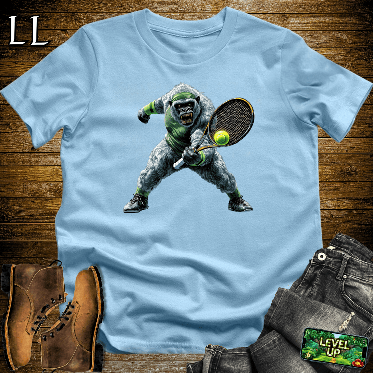 Tennis Gorilla Softstyle Tee Light Blue | Court King Tee