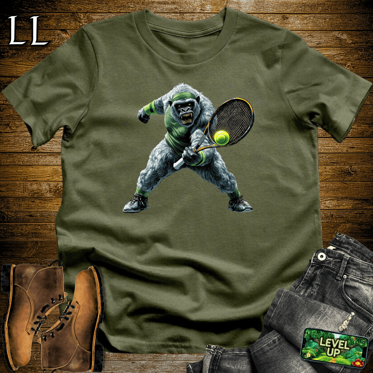 Tennis Gorilla Softstyle Tee - Military Green - LegacyLayers