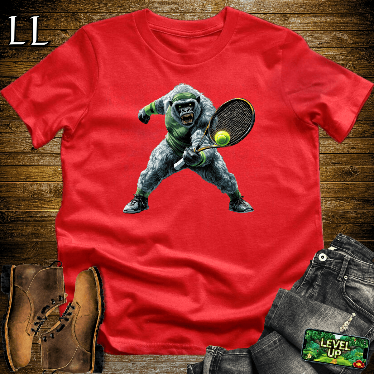 Tennis Gorilla Softstyle Tee - Red - LegacyLayers