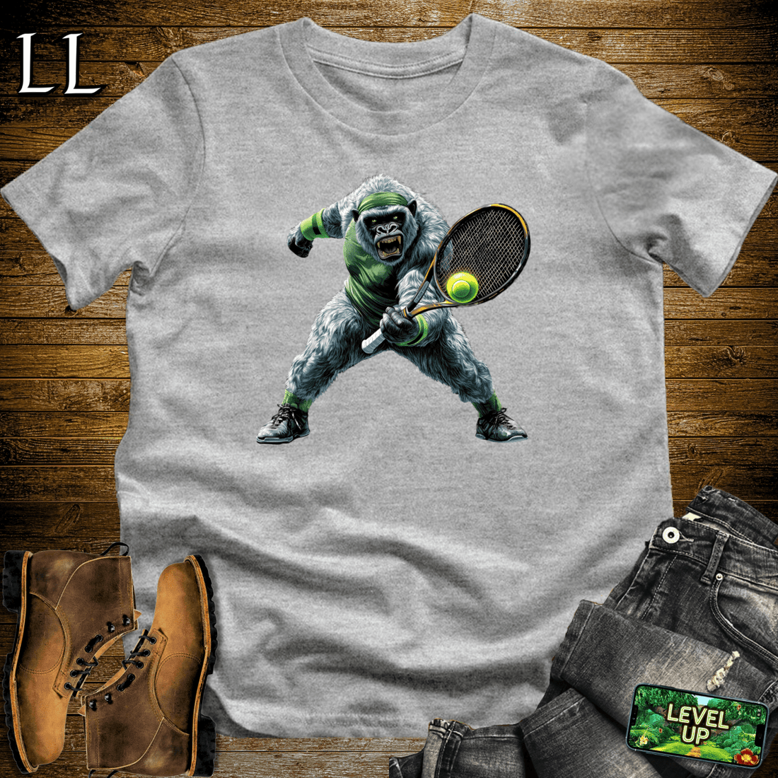 Tennis Gorilla Softstyle Tee Sport Grey | Court King Tee