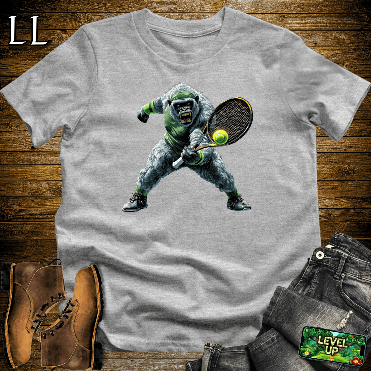 Tennis Gorilla Softstyle Tee - Sport Grey - LegacyLayers