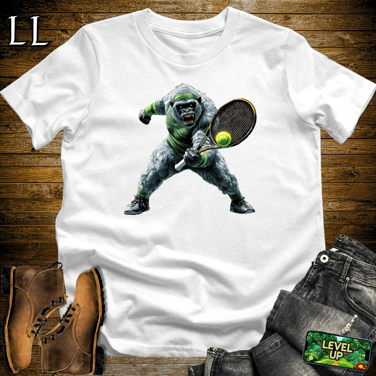 Tennis Gorilla Softstyle Tee - White - LegacyLayers