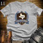 Texas Cigar Smoker Shield T-Shirt Sport Grey | Texas Cigar Crest Gift Tee