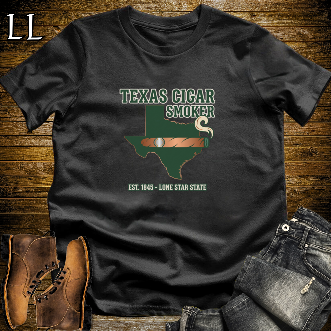 Texas Cigar Smoker T-Shirt Black | Texas Cigar Lover Gift Tee
